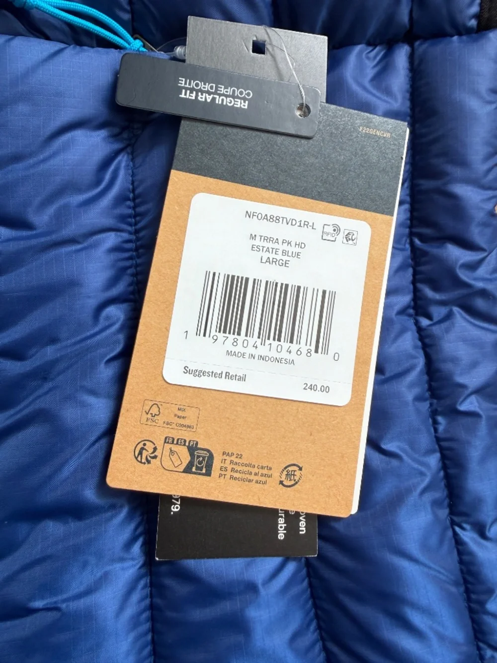 The North Face Men’s Terra Peak Hoodie Jacket Estate Blue Large